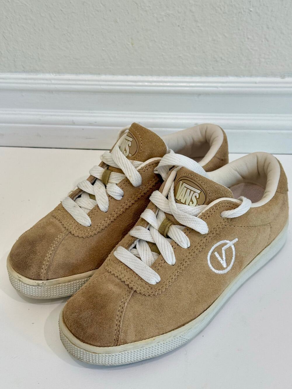 Rare Vintage 90s Vans Lucy Suede Sneakers Tan Brown Skate Shoes Size 5.5 Indie